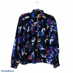 Belle Sky Floral Zip-Up Jacket Women Blue Long Slv